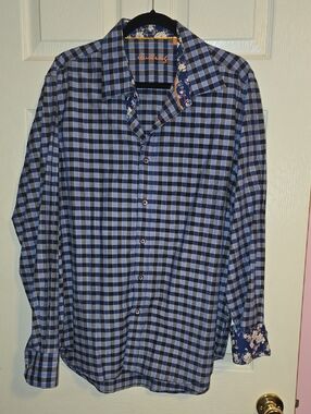 Justin Boots Blue and Navy Gingham Button-Down Shirt